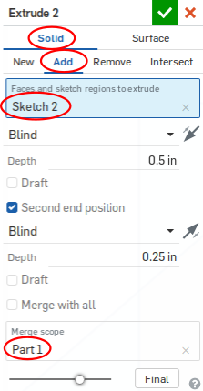 Extrude help screenshot